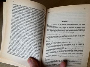 "Machine code on pgs. 20–21 of Microserfs, by Douglas Coupland"