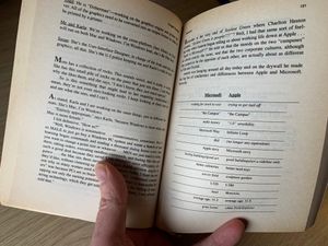 "A comparison table on pgs. 120-21 of Microserfs, by Douglas Coupland"